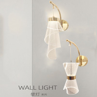 Moderne best-seller défilement salon mur arrière LED applique lumineuse et transparente chambre chevet acrylique appliques murales