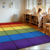 Tapis de jeu antidérapant pour bébé imprimé jet d'encre, design moderne, blocs de couleur, tapis de jeu doux pour bébé, idéal pour les garderies
