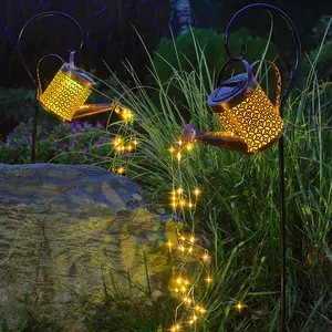 Wasserdichte Outdoor Garden Fairy dekorative Laterne Hängelampen Solar Metall Gießkanne Licht für Garten Patio Yard Pathway