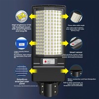 Lampe solaire de rue LED intégrée à trois côtés automatique IP65, lumière de jardin, capteur de présence humaine, ABS, extérieur, maison, pour route