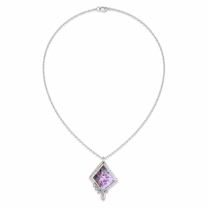 Collana con ciondolo a texture geometrica viola, regalo di gioielleria quotidiana per donna - Product Image 5