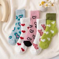 Chaussettes décontractées pour filles en polaire corail, respirantes, écologiques, pour l'hiver, vente en gros