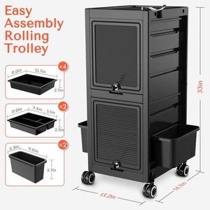 Deluxe Lockable Salon Trolley Modern Design Rolling Cart Organizer with <b>Drawer</b> for Hair Spa Hospital & Workshop Made of <b>Plastic</b> - Product Image 2