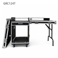 GRC124T 12+4 Bölmeli Tekerlekli Ses Ekipmanı Taşıma Çantası, Katlanabilir Çalışma Masası Çekmeceli Ağır Hizmet Tipi ATA Yol Çantası, Profesyonel Ses Ekipmanları için