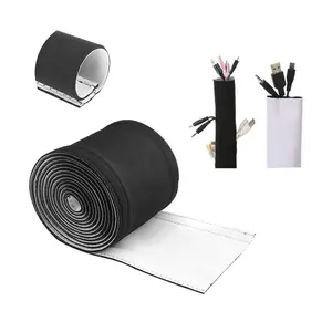 2020 Top Seller Reversible Cable Management Sleeves Neoprene Cuttable Cable Sleeve Cord Sleeve Wrap Cover Organizer