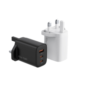 شاحن حائط سريع بقابس بريطاني وأمريكي وأوروبي بقوة 65 واط، شاحن GaN يدعم USB-C وUSB-A، شاحن PD بمنفذ USB-C واحد أو منفذين USB-C ومنفذ USB-A للحواسيب المحمولة والهواتف الذكية - Product Image 3