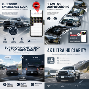 Podofo <span class=keywords><strong>para</strong></span> Toyota Tacoma y Hybrid 2024-2026 (Modelo B) Cámara <span class=keywords><strong>para</strong></span> Coche con WiFi, Grabación en Bucle, Sensor G, Visión Nocturna, Control por App, Venta al por Mayor - Product Image 2