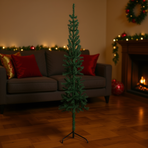 Sapin de Noël artificiel vert mince de 2,4 m avec support pour décoration intérieure festive - Product Image 2