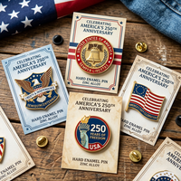 Émail artistique unique Logo en métal personnalisé Amérique patriotique 250e anniversaire mémoire épingles à collectionner classiques