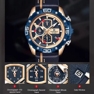 Montres pour hommes Drioshipping, marque de luxe haut de gamme, montre de sport en cuir, montre à quartz numérique pour homme, horloge LCD à double affichage, montre-bracelet - Product Image 3