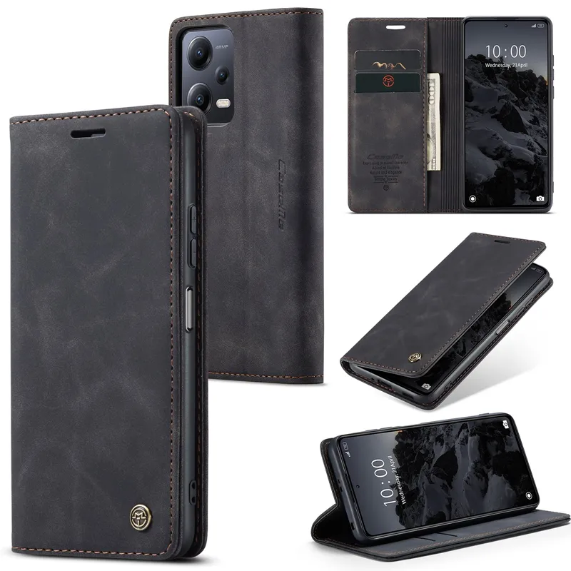 Caseme Luxury Flip Wallet Kickstand Case custodia in pelle per carte di credito custodia per telefono per Xiaomi Poco X5 Note 12 5G