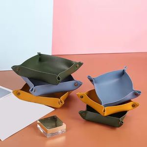 Customized Portable Leather <b>Storage</b> Tray, Personalized Name Pattern Jewelry Cosmetic <b>Storage</b> <b>Box</b> <b>Folding</b> Office Desk Organizer - Product Image 2