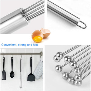 Batteur à œufs manuel en acier inoxydable de 10 pouces, gadgets de cuisine avec fouet à boule, outils pour œufs - Product Image 4