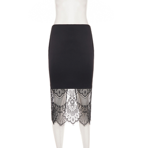 Falda midi sexy de encaje con abertura lateral, entallada, de satén, de cintura baja, elegante, versátil, informal, para uso diario. - Product Image 6