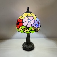 Lampu Meja Gaya Lightslighting 8 Inch Red Dragonfly Art HFBH Terverifikasi Lampu Meja Kaca Patri Hijau untuk Ruang Tamu Kamar Tidur