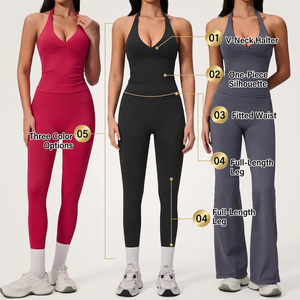 2026 New Women Solid Sleeveless Sports Yoga 3-Piece Slim Fit Breathable Gym Fitness Clothing Set High Elastic Elastic Waist - Product Image 5