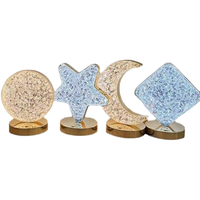 Lampe de chevet moderne à LED en cristal, forme de lune et d'étoile, avec commande tactile, rechargeable par USB, pour chambre à coucher