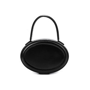 Sac à main élégant en cuir brillant pour femme, sac à maquillage de luxe élégant, design elliptique unique, trousse de toilette pour filles. - Product Image 1