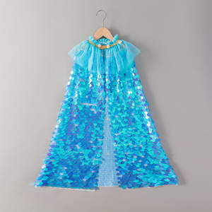 HP 2026 Cape scintillante pour filles, vente en gros, idéale pour fêtes, Halloween, carnaval, avec décorations à sequins, cape de princesse pour spectacle - Product Image 4