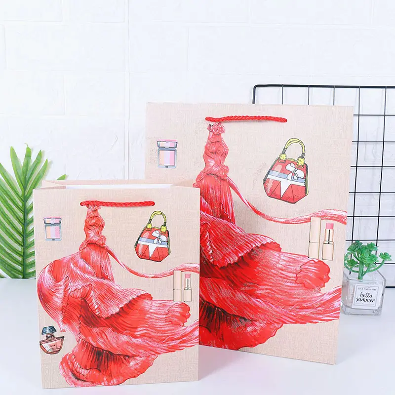 Omet Dress Skirt Spread Powder Craft Bag Valentine'S Day Gift Paper Bag For Ladies
