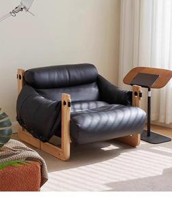 Chinese <b>Retro</b> Recliner Chair with Armrests Vintage Upholstered Leisure Lounge Chair - Product Image 6