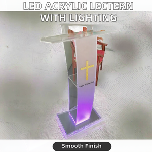 <span class=keywords><strong>Atril</strong></span> de Acrílico Pulido Transparente con Iluminación LED: Púlpito Multiusos para Iglesia y Podio Escolar - Product Image 2