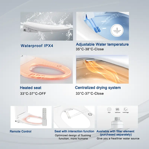 Asiento <span class=keywords><strong>de</strong></span> Inodoro Inteligente Multifuncional Avanzado con Cierre Automático, Diseño Alargado, Funciones <span class=keywords><strong>de</strong></span> Lavado y Secado para Mujer, Control Remoto - Product Image 4