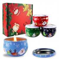 Bougie parfumée à l'huile essentielle de soja, avec diffusion d'arômes d'aromathérapie - Cadeau de Noël, coffret de quatre pièces