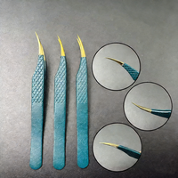 Hochpräzise Edelstahl-Pinzetten für Wimpernverlängerung, Goldene Feder-Delfin-Blüten-Pinzetten-Serie mit Glatter Spitze