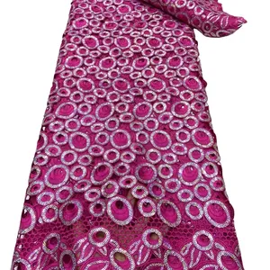 Mode Luxus afrikanische Spitzenstoff 2024 hochwertige Guipure Cord Spitze mit Pailletten zum Nähen nigerianische Brautkleider Hochzeitskleider