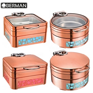 Hotel Kitchen Supplies Luxury 6l Round Food Warmer Oven Modern Cafeteria Bronze Ware Buffet <strong>Saving</strong> Chafing <strong>Dish</strong> for Sale - Product Image 1