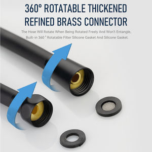 خرطوم دش PVC مرن حديث خرطوم سباكة للحمام خرطوم أسود غير لامع خرطوم دش عالي الضغط - Product Image 3