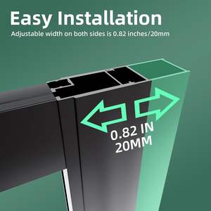 <span class=keywords><strong>Porte</strong></span> de <span class=keywords><strong>douche</strong></span> d'angle <span class=keywords><strong>avec</strong></span> 1/4 po. Verre trempé, cabine de <span class=keywords><strong>douche</strong></span> <span class=keywords><strong>coulissante</strong></span>, noir mat - Product Image 2