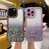 Jolie coque scintillante de luxe pour filles pour iPhone 14 13 12, étui de téléphone dans l'obscurité, étui lumineux pour iPhone 13 12 Pro