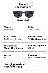 AIMB-G2 Pro AI Smart <b>Glasses</b> 8MP <b>Camera</b> BT Wireless Image Stabilization Photo Video Capture Live-streaming AI Translation - Product Image 6