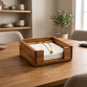 Boîte à mouchoirs en bois naturel, porte-mouchoirs en bois massif fait à la main, distributeur de serviettes de table, décoration pour la maison, le bureau, l'hôtel - Product Image 1