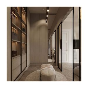 Armadio da camera da letto americano personalizzato di alta classe Rising Rady installazione in legno massiccio vetro compensato moderno indipendente - Product Image 6