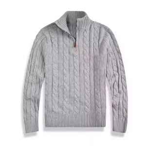 Best Selling Embroidery Logo <strong>Turtle</strong> <strong>Neck</strong> <strong>Men's</strong> Cotton-Blended Pullover Winter Knitted Top Half Zipper Sweater - Product Image 3