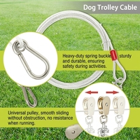 Câble de 100 pieds pour système de chariot de jardin pour chien, ligne de 10 pieds avec poulie pour grands chiens jusqu'à 250 livres, idéal pour la cour, le camping et les parcs