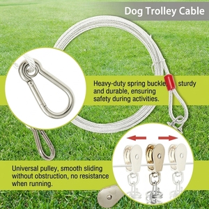 Cable <span class=keywords><strong>de</strong></span> 100 pies para sistema <span class=keywords><strong>de</strong></span> carrito <span class=keywords><strong>de</strong></span> jardín para perros, cable <span class=keywords><strong>de</strong></span> 10 pies con polea para perros grandes <span class=keywords><strong>de</strong></span> hasta 250 libras, para uso en patio trasero, camping y parques - Product Image 3