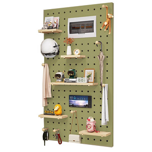 Shengke Solid Wood Pegboard Wall <b>Shelf</b> Rectangle <b>Adjustable</b> Storage Rack Minimalist Entryway Display <b>Shelf</b> Natural Wood Color - Product Image 5