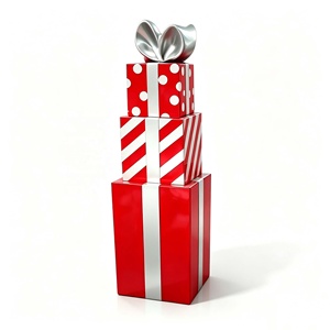5 Feet Outdoor Fiberglass Gift <b>Box</b> Stack <b>Christmas</b> Figurine Holiday Mall Decoration - Product Image 3