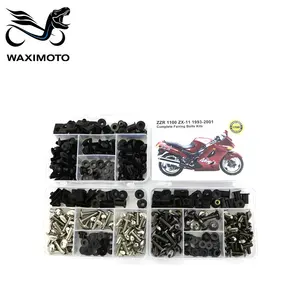 WAXIMOTO fit for Kawasaki ZZR1100 ZX11 93-01Aftermarket 10.9 Steel Fairing Bolt Kit Mounting Fastener Bodywork Screw ClipWasher