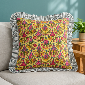 Decorative Frill Cushion <b>Cover</b> With Elegant Ruffle Edge Design For <b>Sofa</b> Bedroom Living Room Styling And Home Interior Decor - Product Image 5