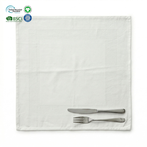 Servilletas de satén de algodón blancas, duraderas, lavables, de 18x18 pulgadas, de alta absorción, para la organización de eventos y uso en mesas de restaurantes. - Product Image 1