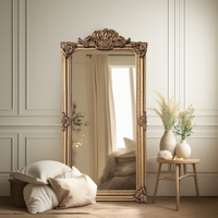 Miroir de sol à fleurs baroque antique fait à la main grand miroir pleine longueur pour chambre à coucher mural cadre en bois doré miroirs vintage