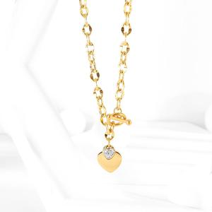 Collar de acero de titanio con microincrustaciones de corazón OT de estilo coreano, colgante de suéter versátil de Temeprament fresco a la moda - Product Image 4