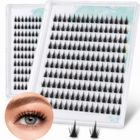 Lot de cils en grappe YANJIE réutilisables en fibres végétales, auto-adhésifs, semi-artisanaux, sans cruauté, effet 3D, invisibles et transparents