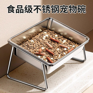 Comedero elevado de acero inoxidable para mascotas con soporte para el cuello a 15 grados para perros y gatos. - Product Image 4