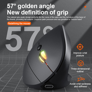 Hot bán cổ phiếu nhà máy Ergonomic mini LED 6D không dây có thể sạc lại dọc Chuột chế độ kép tay phải 1600DPI máy tính xách tay Máy tính để bàn PC - Product Image 4